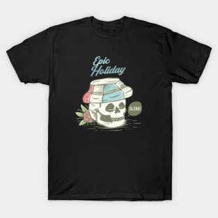 Summer epic holiday skull illustration T-Shirt